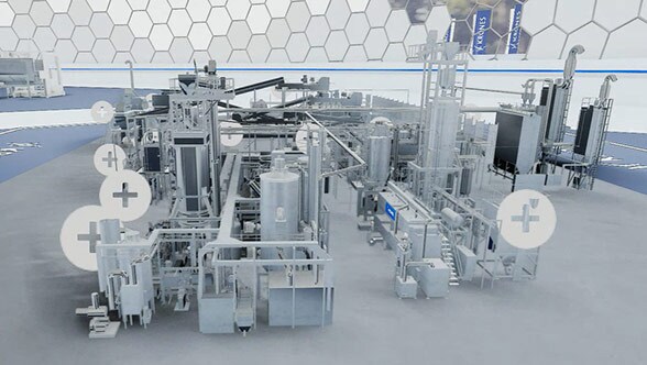 Übrigens: Die Recycling-Anlage MetaPure können Sie in einem Termin im Krones Showroom virtuell begehen – besser als dies bei einem Messebesuch je möglich gewesen wäre. Übrigens: Die Recycling-Anlage MetaPure können Sie in einem Termin im Krones Showroom virtuell begehen – besser als dies bei einem Messebesuch je möglich gewesen wäre.