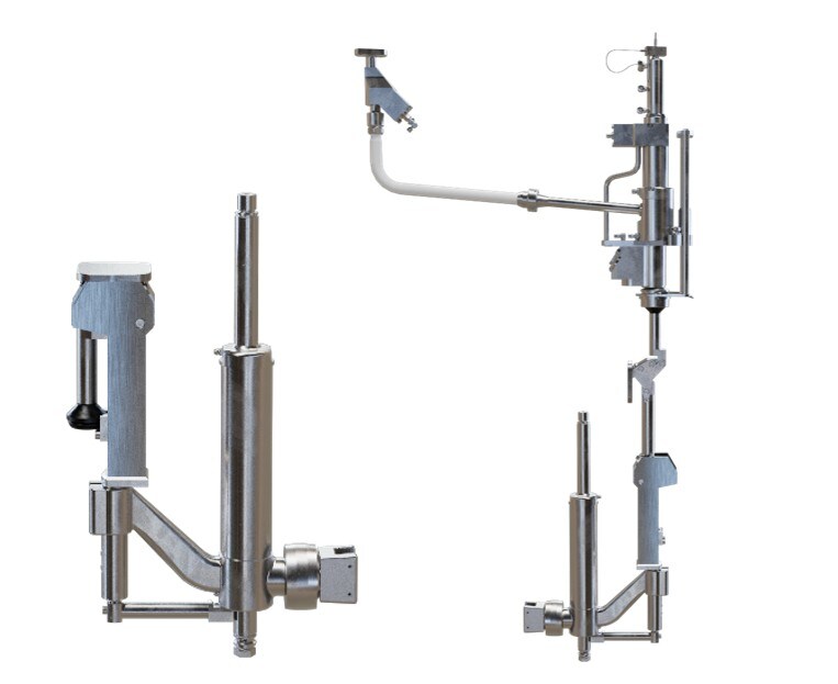 Automatic probe adjustment and automatically positioned CIP cups